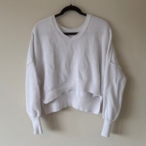 aerie White Oversized Ribbed Sweater